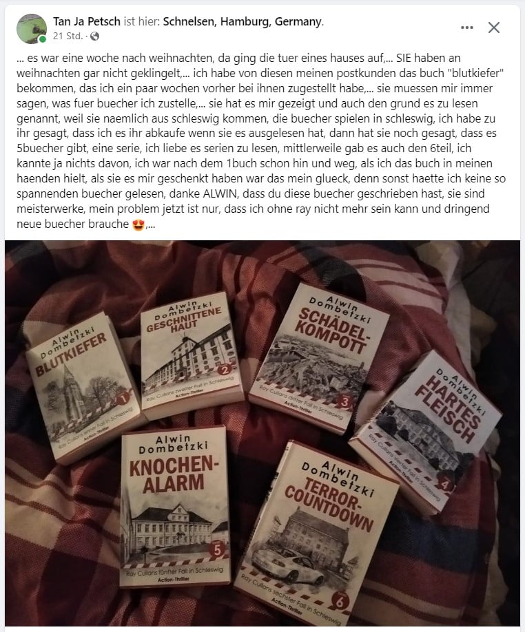 Tanjas Facebook-Feedback auf die RAY-CULLAN-Bücher